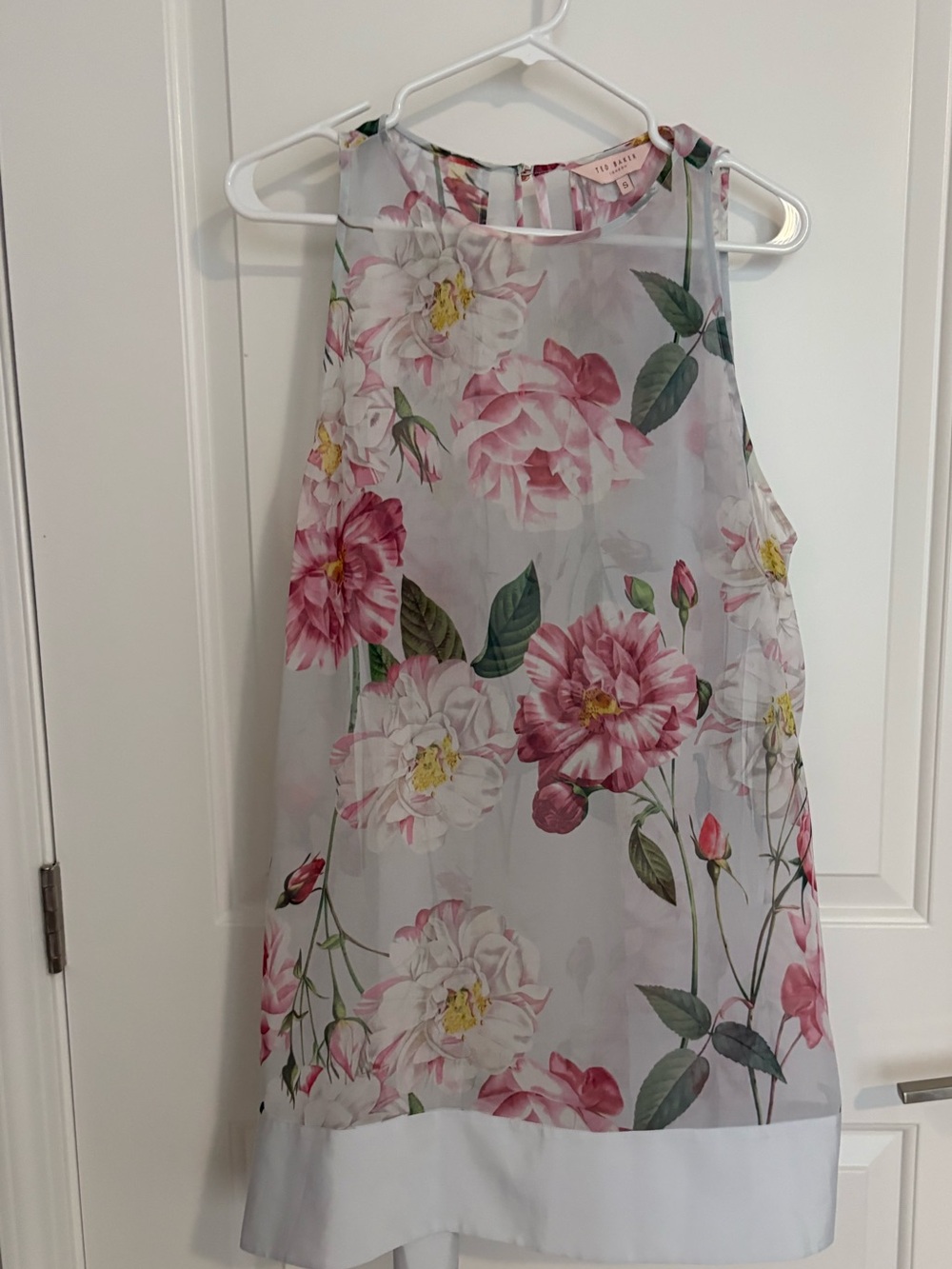 Ted Baker White Floral Print Sleeveless Beach Coverup NWOT
